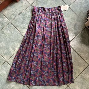 VTG 80s Retro Rare Paisley Floral Print Navy Blue Skirt NWT